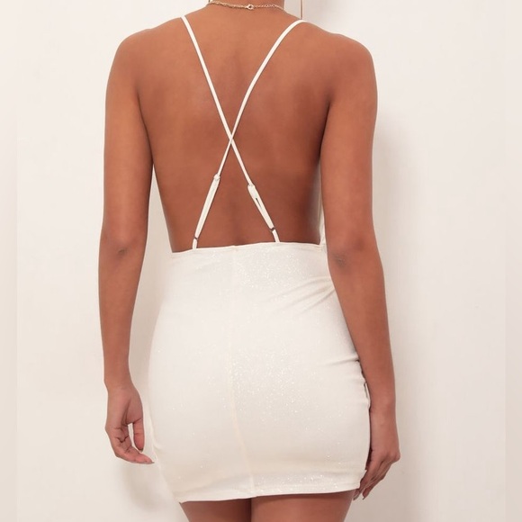 Lucy In The Sky Ivory Gold Shimmer Mini Dress - Picture 7 of 11